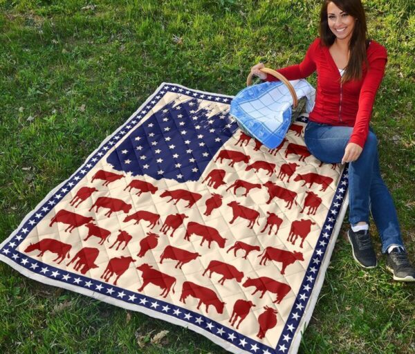 Cow Us Flag Fleece Blanket Sherpa Blanket