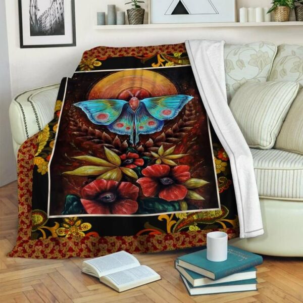 Blue Butterfly Fleece Blanket Sherpa Blanket