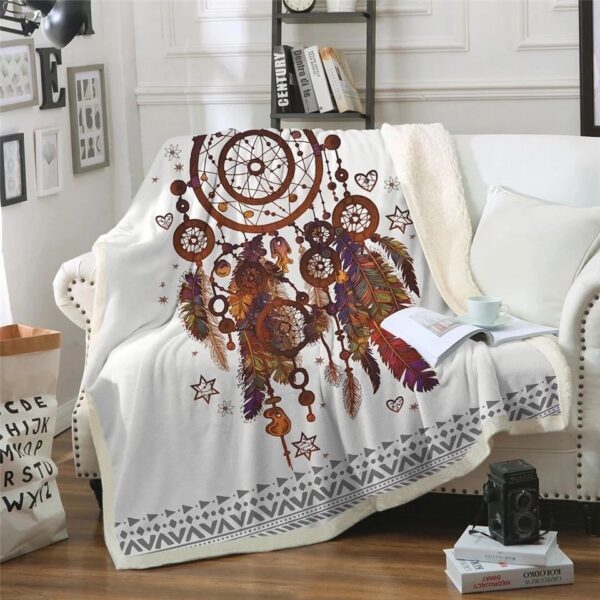Hipster Watercolor Dreamcatcher Fleece Blanket Sherpa Blanket
