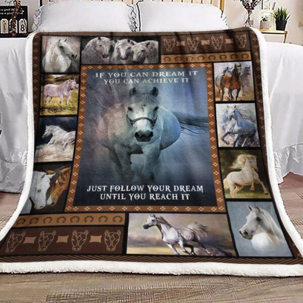 Horse Follow Your Dream Fleece Blanket Sherpa Blanket
