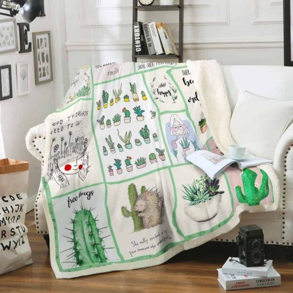 Succulents Plant Lover Fleece Blanket Sherpa Blanket