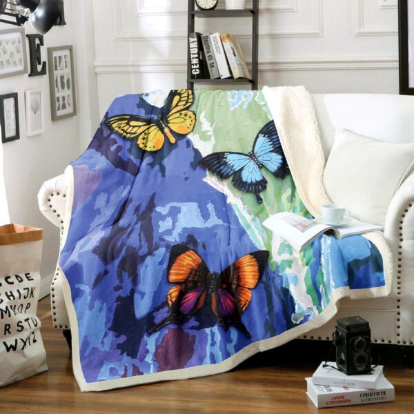 Butterfly Fleece Blanket Sherpa Blanket