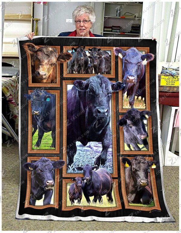 Cow Black Angus Cattle Fleece Blanket Sherpa Blanket