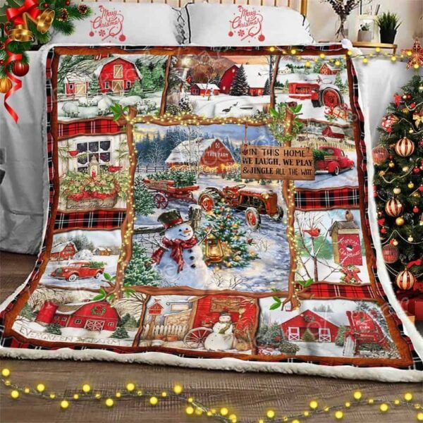 Christmas Farmhouse Fleece Blanket Sherpa Blanket