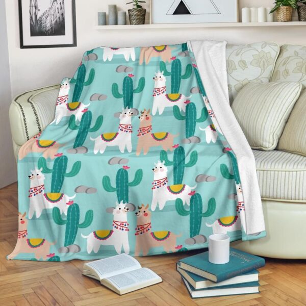 Llama Cactus Pattern 8 Fleece Blanket Sherpa Blanket
