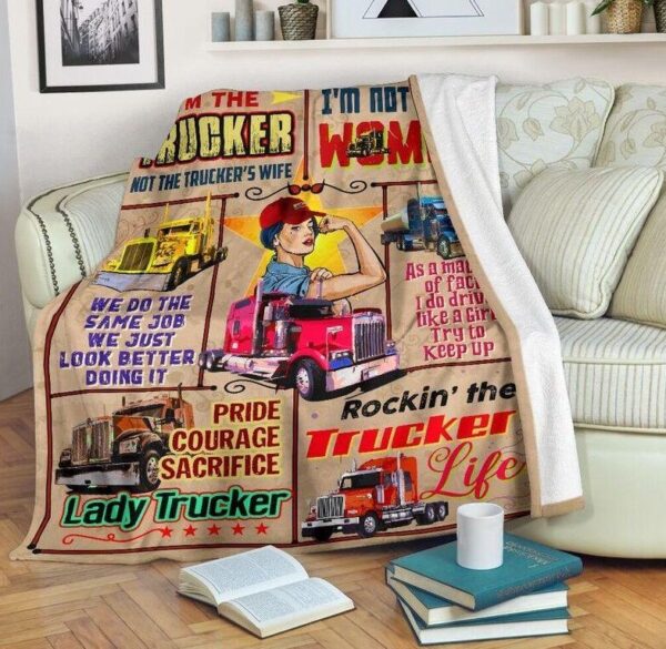 Lady Trucker Fleece Blanket Sherpa Blanket