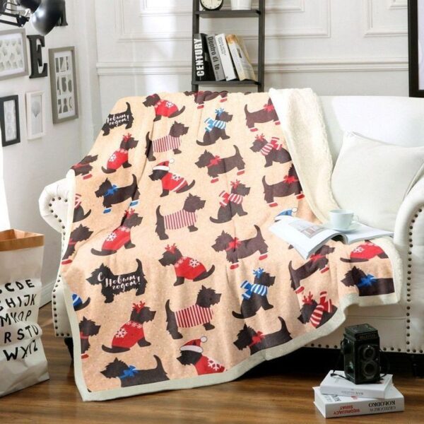 Miniature Schnauzer Christmas Fleece Blanket Sherpa Blanket