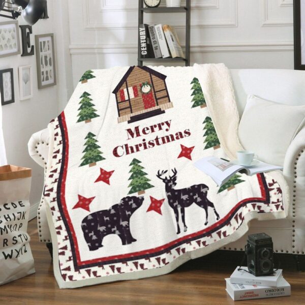 Christmas At The Cabin Fleece Blanket Sherpa Blanket