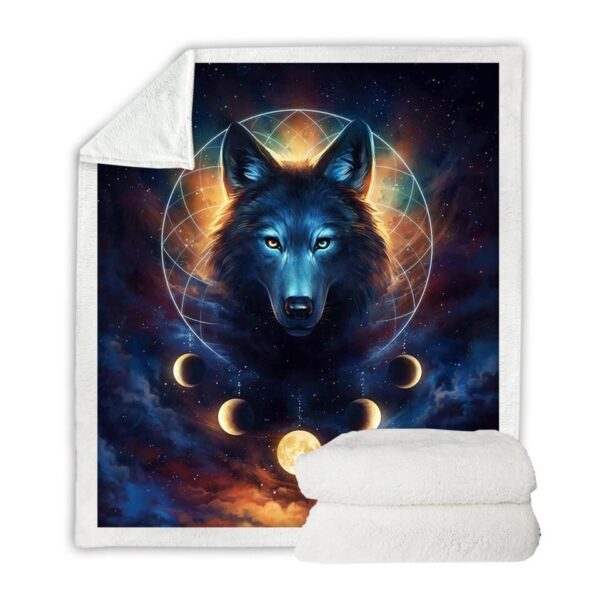 Dream Catcher Wolf Fleece Blanket Sherpa Blanket