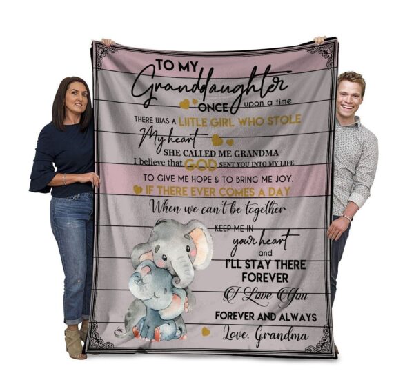 Elephant To My Granddaughter Once Upon A Time There Was A Little Girl Who Stole My Heart Fleece Blanket Sherpa Blanket