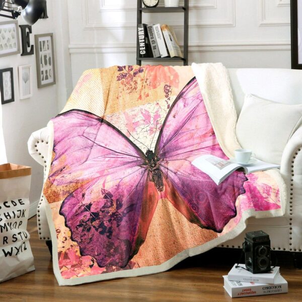 Butterfly Fleece Blanket Sherpa Blanket