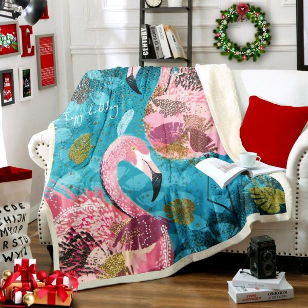 Flamingo Fleece Blanket Sherpa Blanket