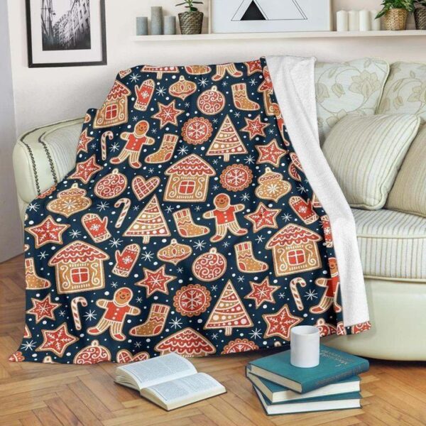 Christmas Gingerbread Cookie Pattern Fleece Blanket Sherpa Blanket