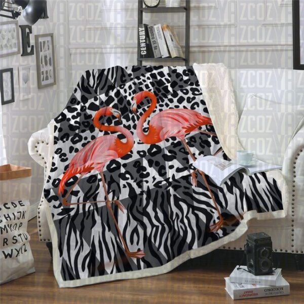 Funky Flamingo Fleece Blanket Sherpa Blanket
