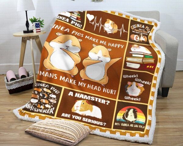 Guinea Pigs Make Me Happy Humans Make My Head Hurt Fleece Blanket Sherpa Blanket