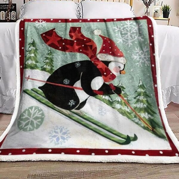 Christmas Penguin Fleece Blanket Sherpa Blanket