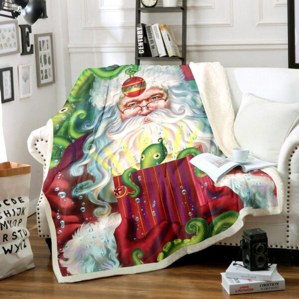 Octopus Santa Claus Christmas Fleece Blanket Sherpa Blanket