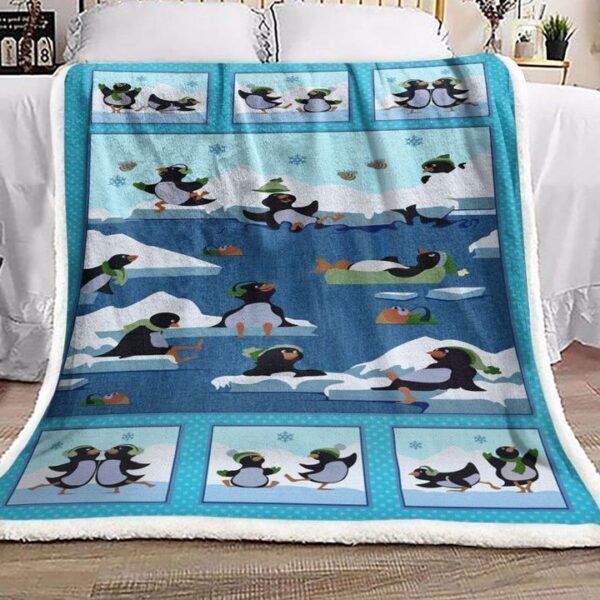 Penguin Christmas Fleece Blanket Sherpa Blanket
