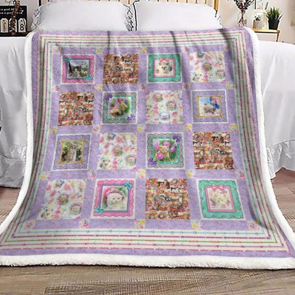 Cat Pink Fleece Blanket Sherpa Blanket