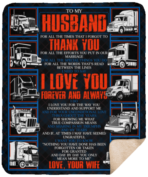 Trucker To My Husband Fleece Blanket Sherpa Blanket