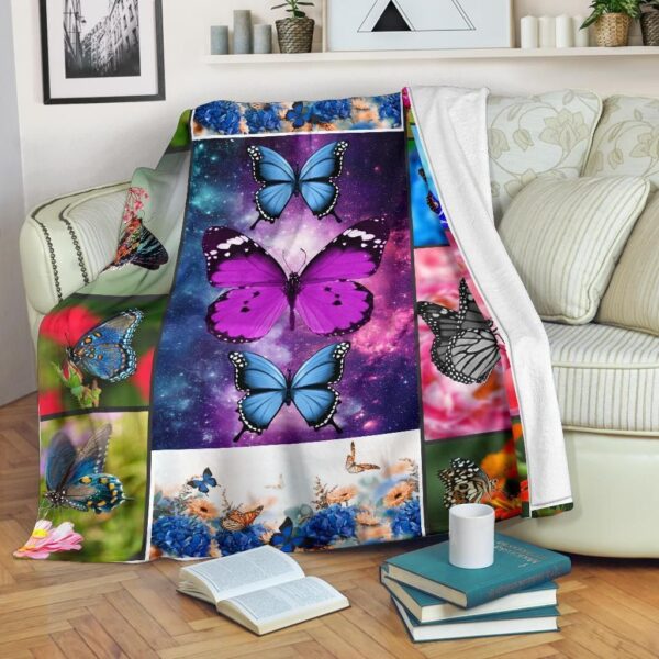 Galaxy Butterfly Fleece Blanket Sherpa Blanket