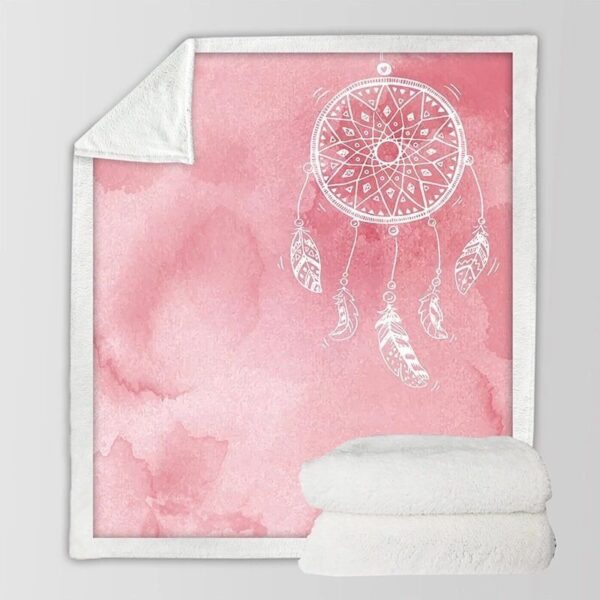 Pink Dreamcatcher Fleece Blanket Sherpa Blanket