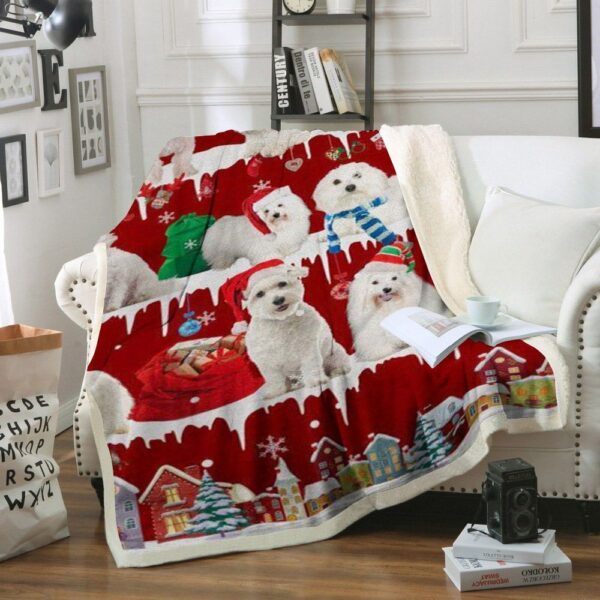 Coton De Tulear Snow Christmas Fleece Blanket Sherpa Blanket