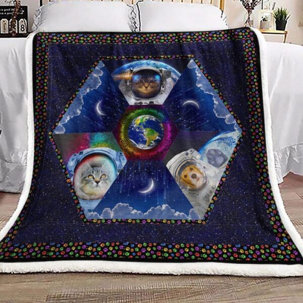 Space Pets Cat Dog Fleece Blanket Sherpa Blanket
