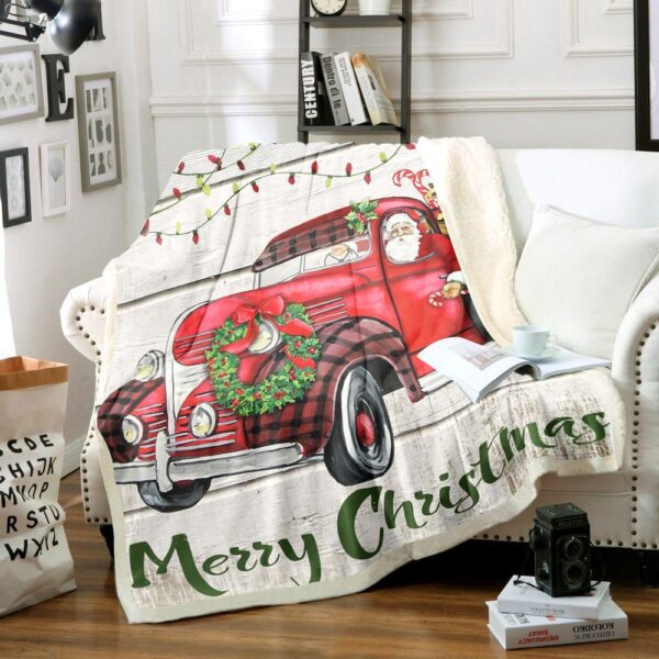 Christmas Truck Fleece Blanket Sherpa Blanket