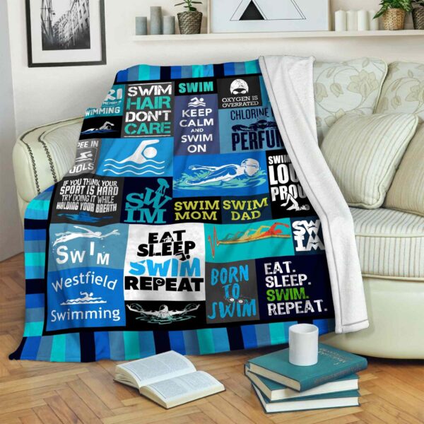Swimming Eat Sleep Swim Repeat Fleece Blanket Sherpa Blanket