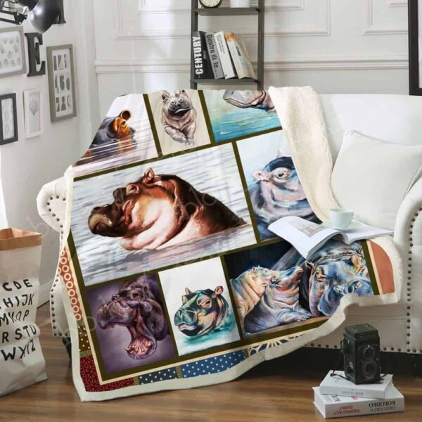 Hippo Fleece Blanket Sherpa Blanket
