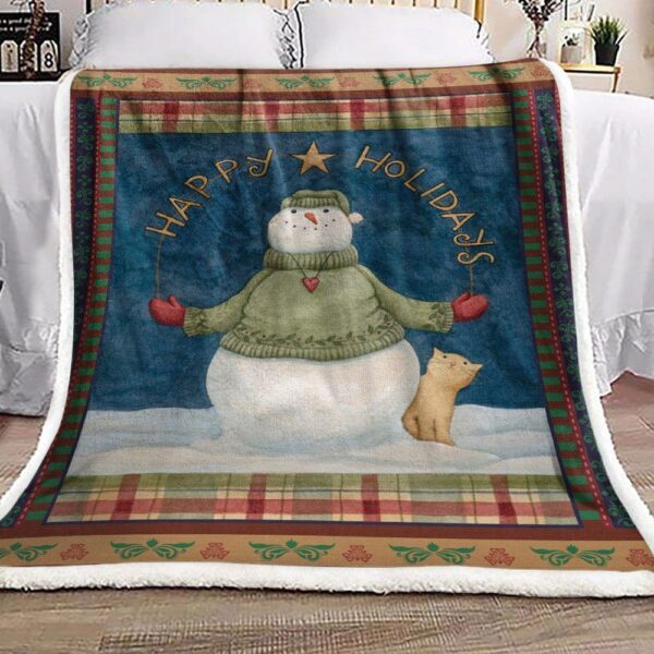 Snowman Fleece Blanket Sherpa Blanket