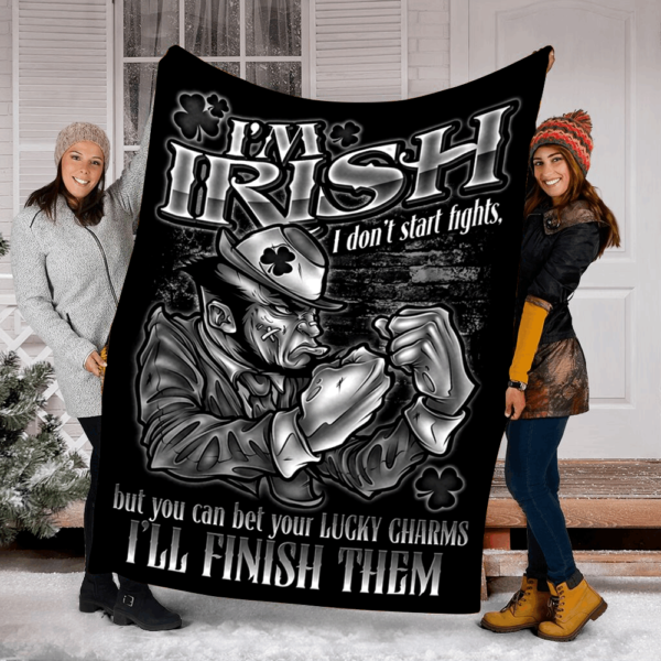 I'm Irish I Dont Fight St. Patrick's Day Gift Fleece Blanket Sherpa Blanket