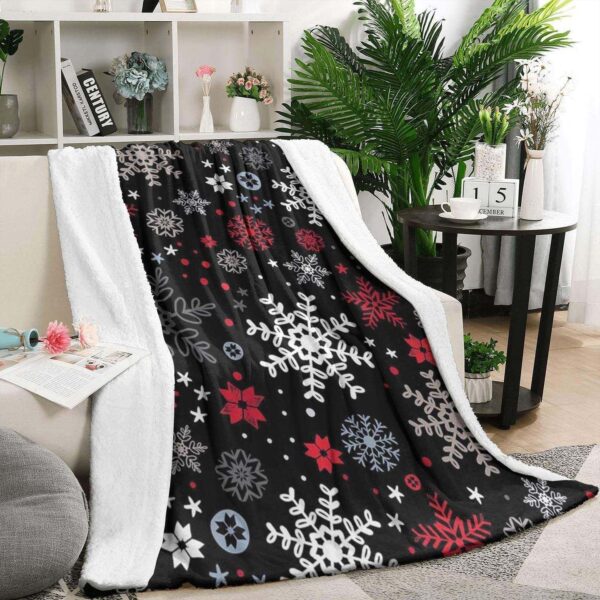 Christmas Black Snowflakes Fleece Blanket Sherpa Blanket