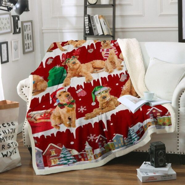 Irish Terrier Snow Christmas Fleece Blanket Sherpa Blanket