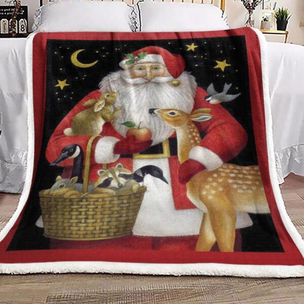 Christmas Gift Santa Deer Fleece Blanket Sherpa Blanket