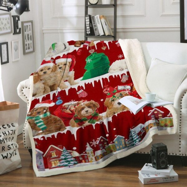 Cavoodle Snow Christmas Fleece Blanket Sherpa Blanket