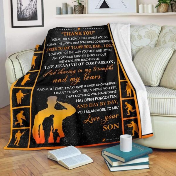 Veteran Dad Thank You Fleece Blanket Sherpa Blanket