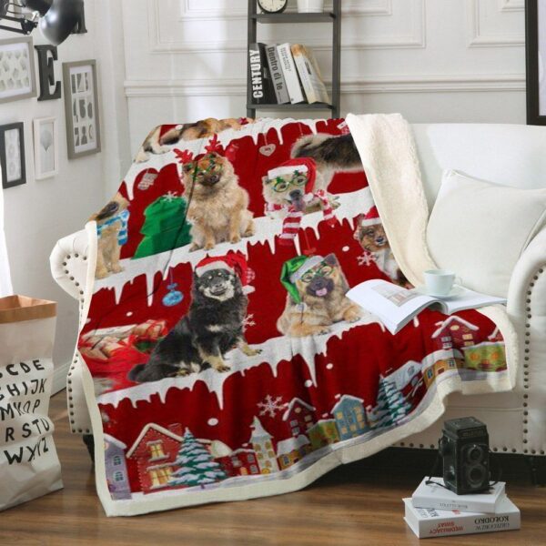 Eurasier Snow Christmas Fleece Blanket Sherpa Blanket