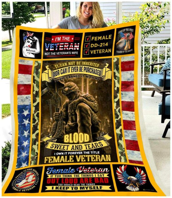 Female Veteran Fleece Blanket Sherpa Blanket