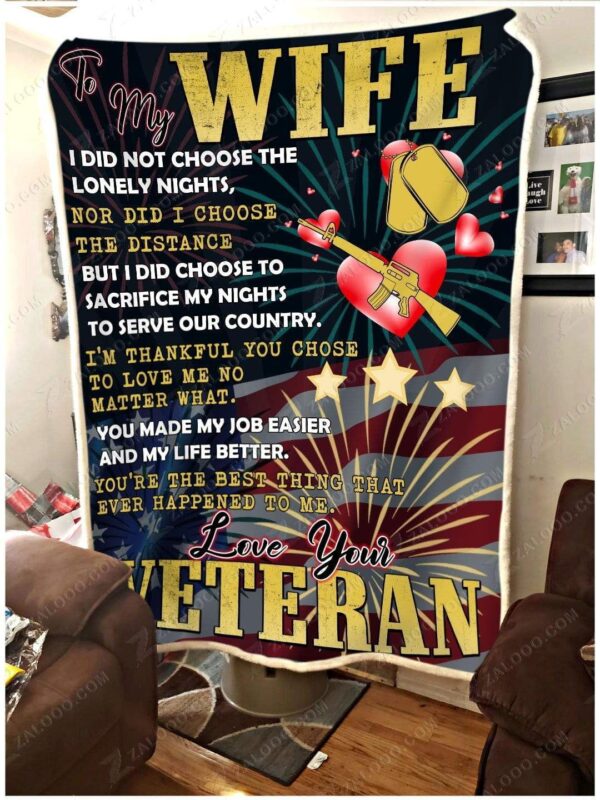 Veteran To My Wife You Made My Job Easier Fleece Blanket Sherpa Blanket