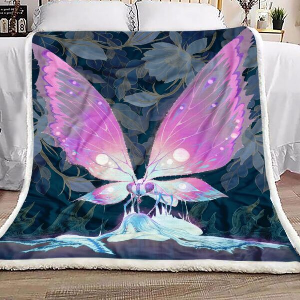 Butterfly Pink Fleece Blanket Sherpa Blanket