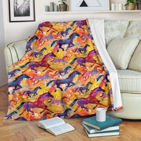 Horse Hand Drawn Fleece Blanket Sherpa Blanket