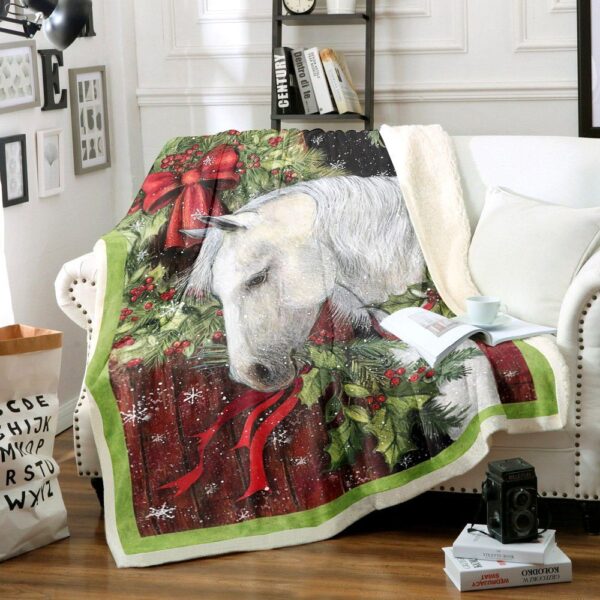 Horse Christmas Fleece Blanket Sherpa Blanket