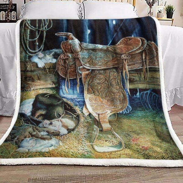 Horse Saddle Fleece Blanket Sherpa Blanket