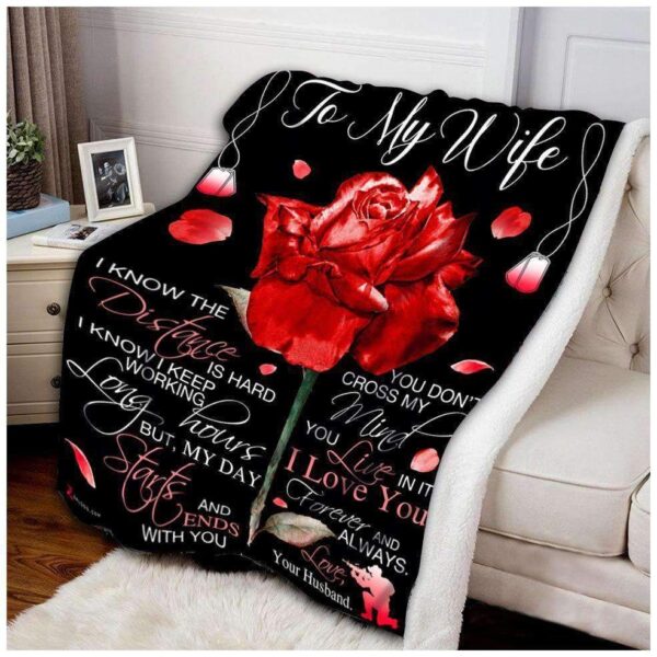 Veteran To My Wife I Know The Distance Fleece Blanket Sherpa Blanket