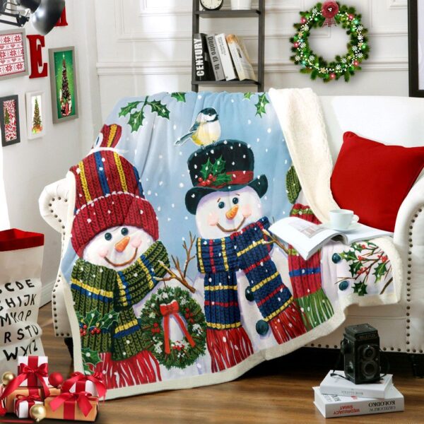 Snowman Fleece Blanket Sherpa Blanket
