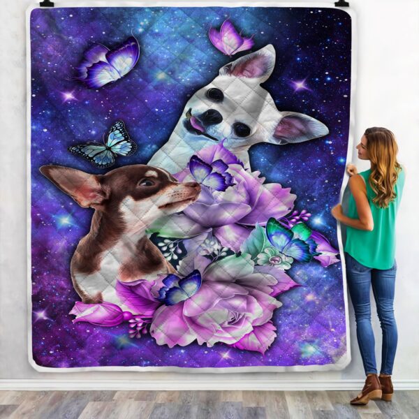 Chihuahua Butterfly Galaxy Fleece Blanket Sherpa Blanket