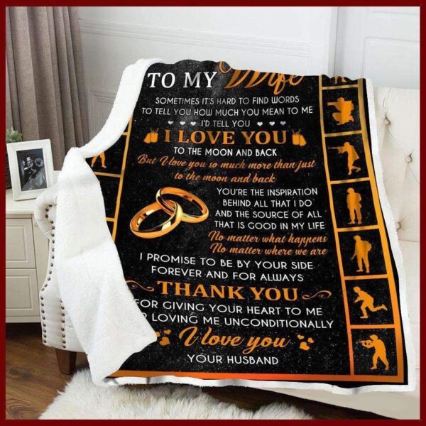 Veteran To My Wife Thank You Fleece Blanket Sherpa Blanket