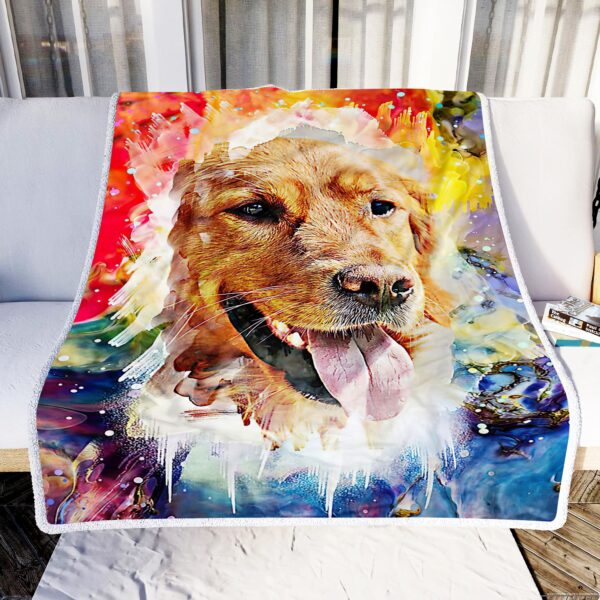 Golden Retrieve Colorful Fleece Blanket Sherpa Blanket